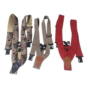 Perry Suspenders Lot of 3 Clip Fishing Brown Red USA Made Accessory